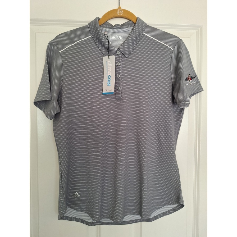 Adidas Women's Basics Light Gray Polo Shirt Size‎ Large Climalite NWT